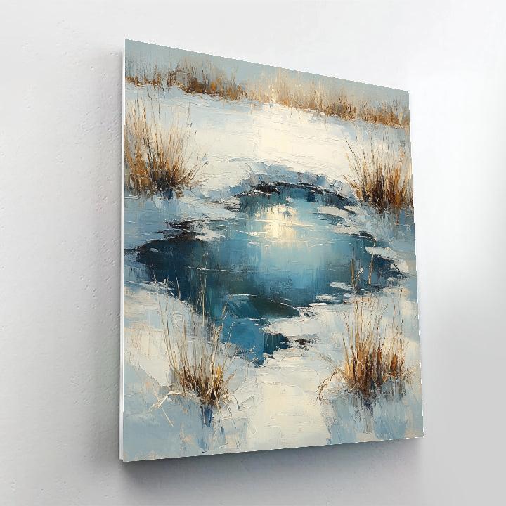 Claude Monet Inspired Winter Sun Over Frozen Pond Numbered painting kits