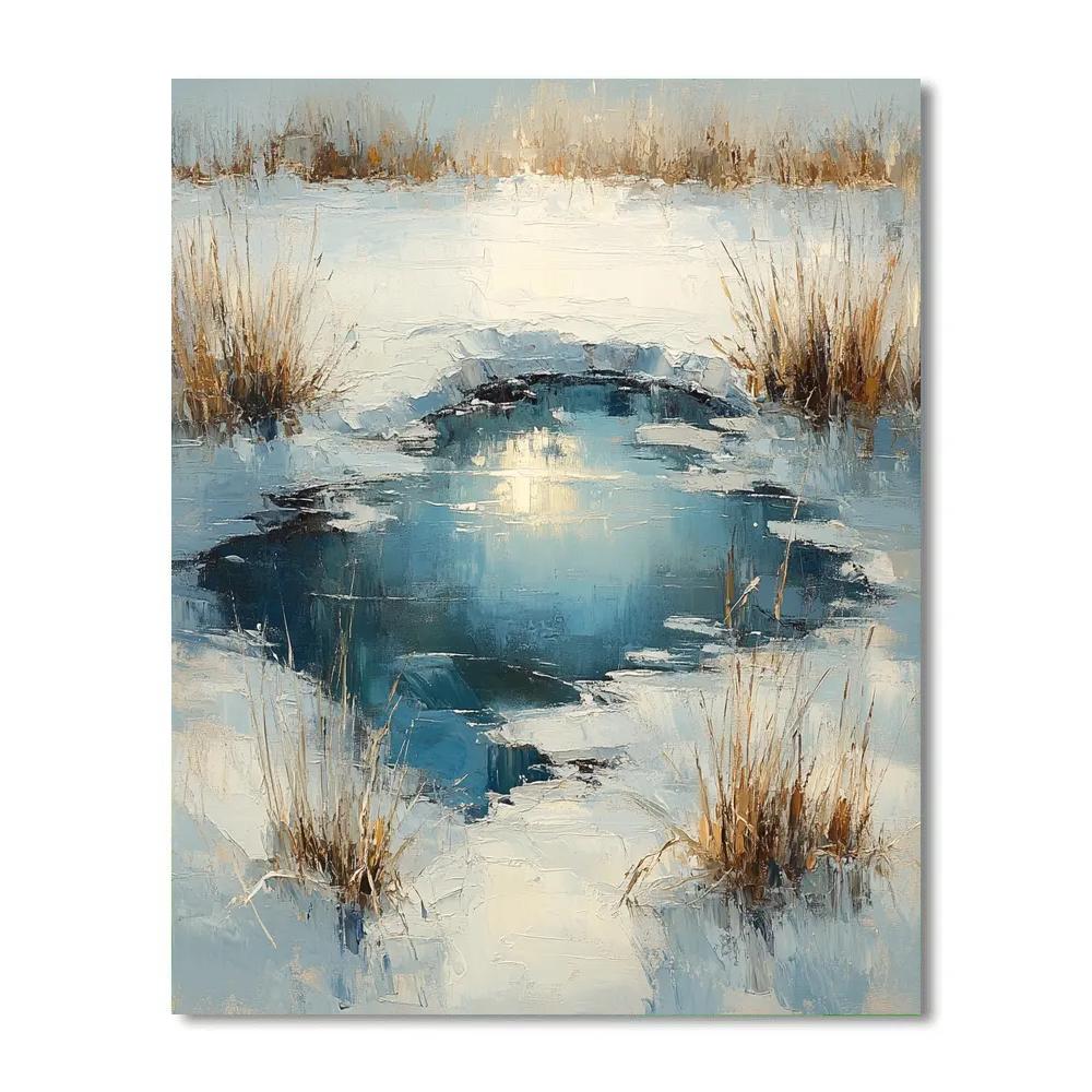 Claude Monet Inspired Winter Sun Over Frozen Pond Numbered painting kits