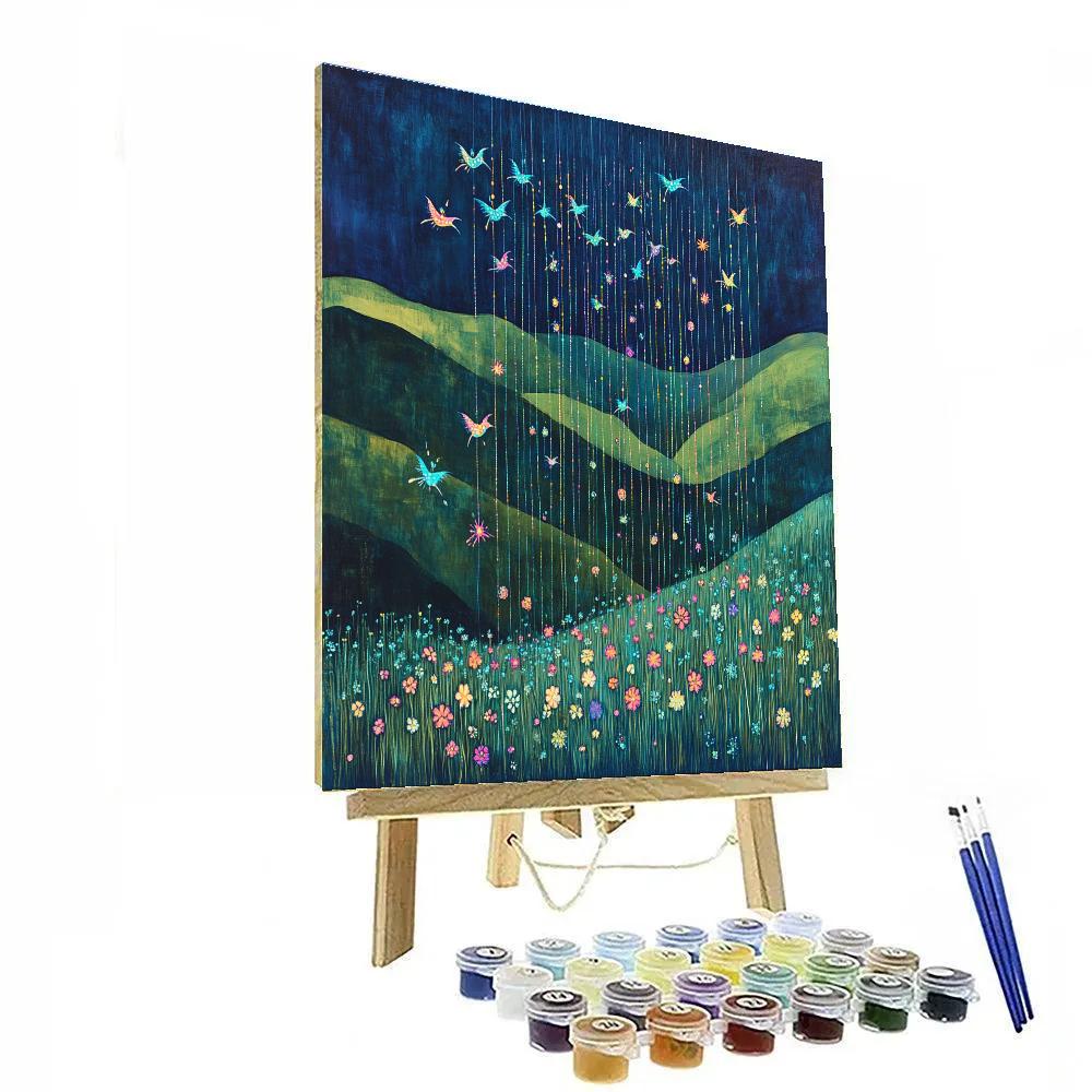 Frida Kahlo Inspired Indigo Hummingbird Rain Painting by numbers kit