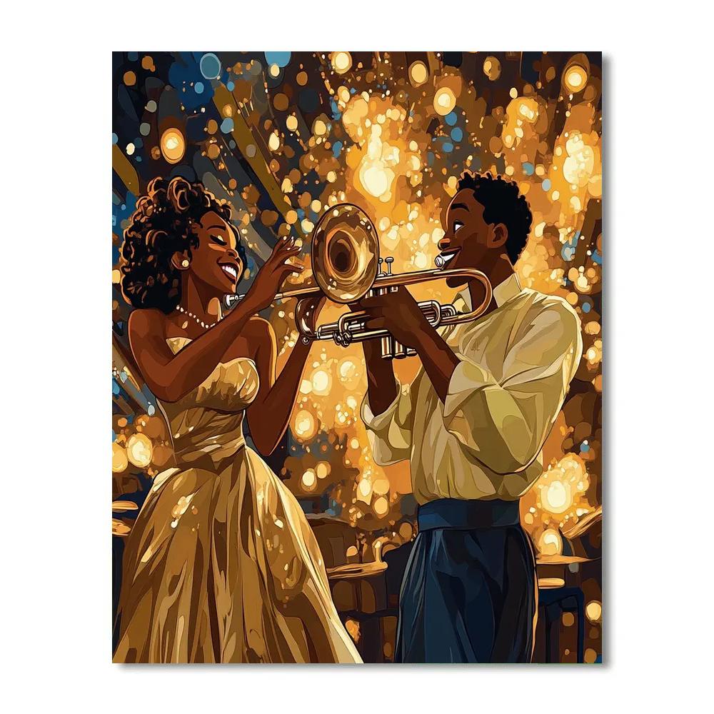 Tiana And Louis’ Jazzy Night Disney Inspired painting number kit
