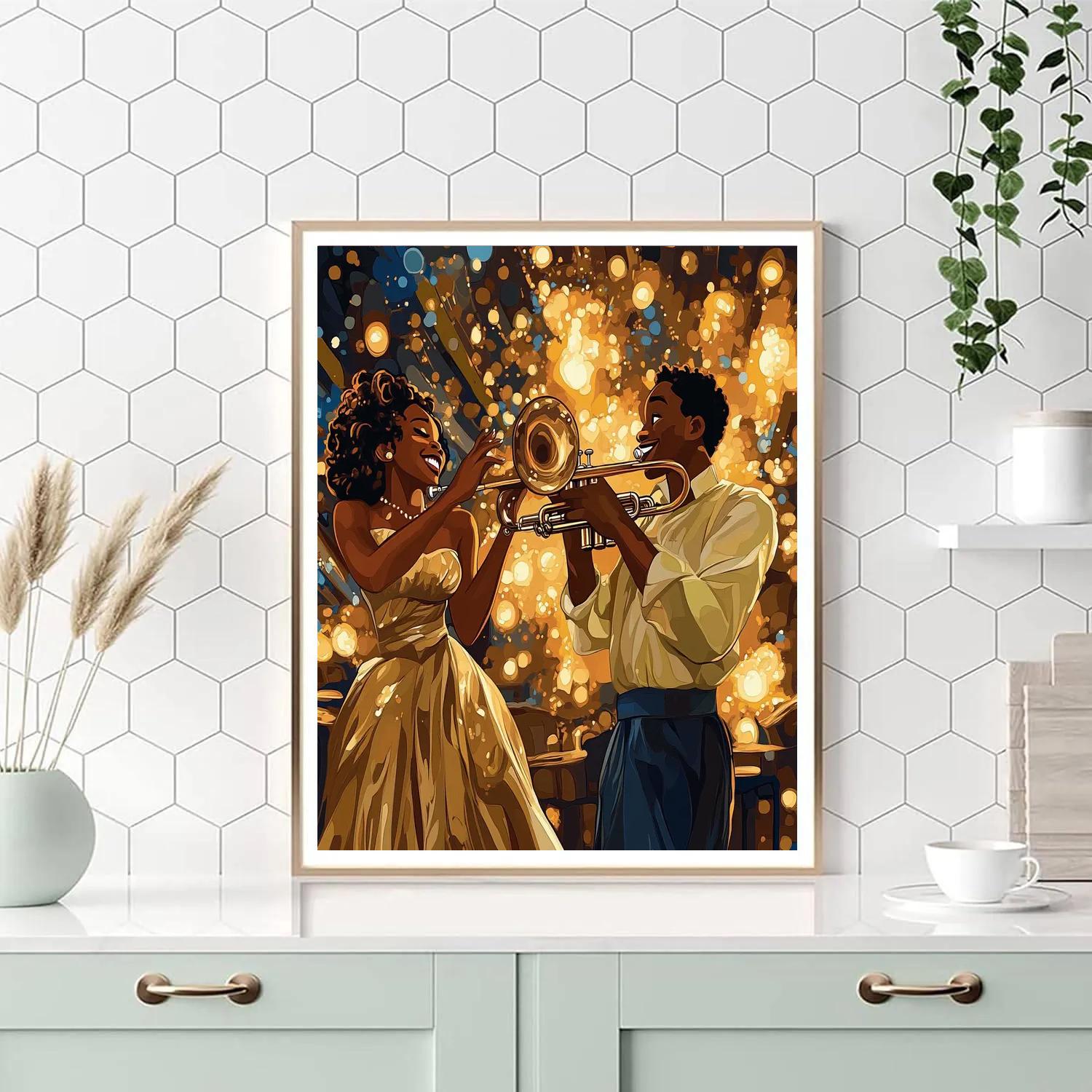 Tiana And Louis’ Jazzy Night Disney Inspired painting number kit