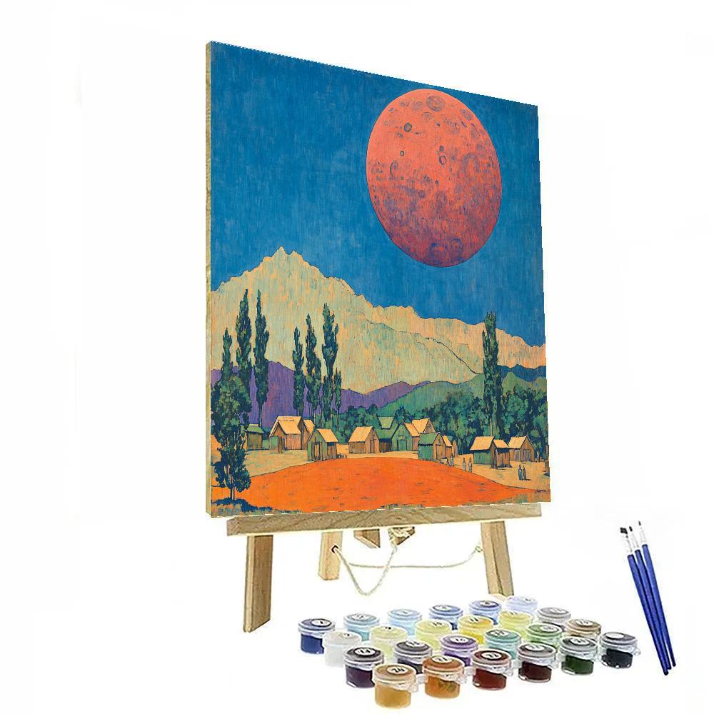 Gauguin Inspired Village Under Red Planet Paint by numbers kits