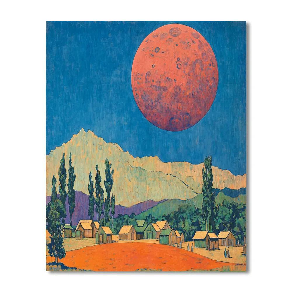 Gauguin Inspired Village Under Red Planet Paint by numbers kits