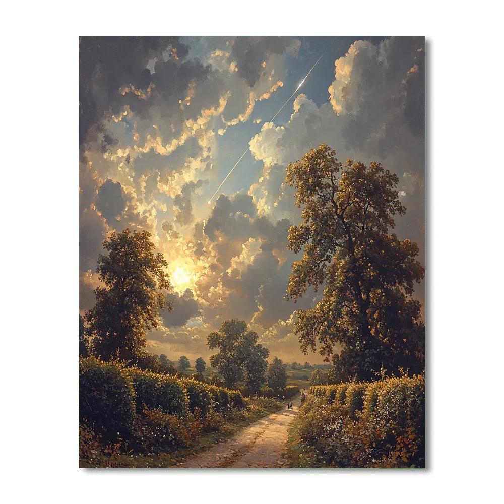 John Constable Inspired Country Lane Meteor Glow DIY paint by numbers