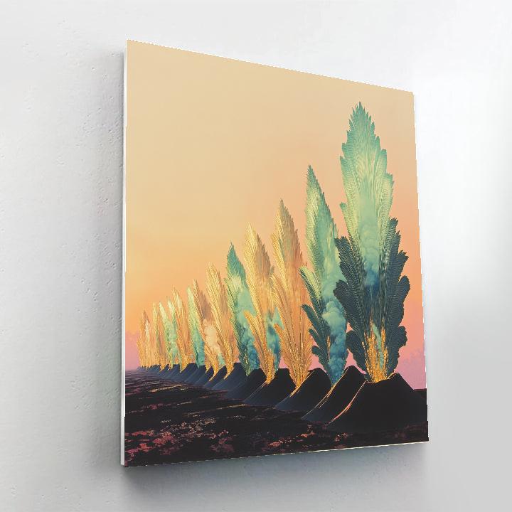 Frida Kahlo Inspired Feathered Volcano Horizon paint by number