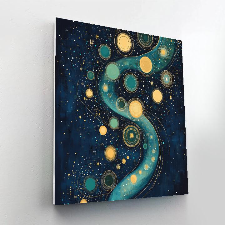Gustav Klimt Inspired Golden Orchard Nebula Swirl paint by number