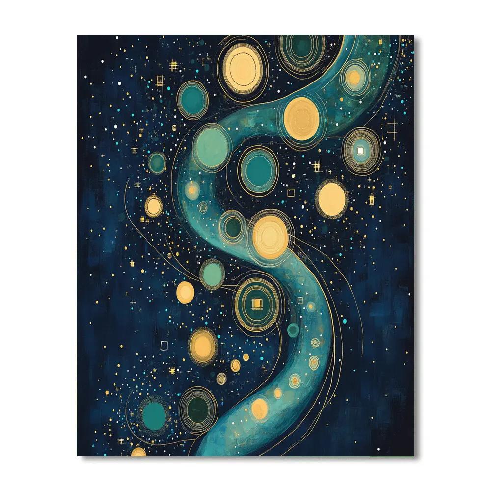 Gustav Klimt Inspired Golden Orchard Nebula Swirl paint by number