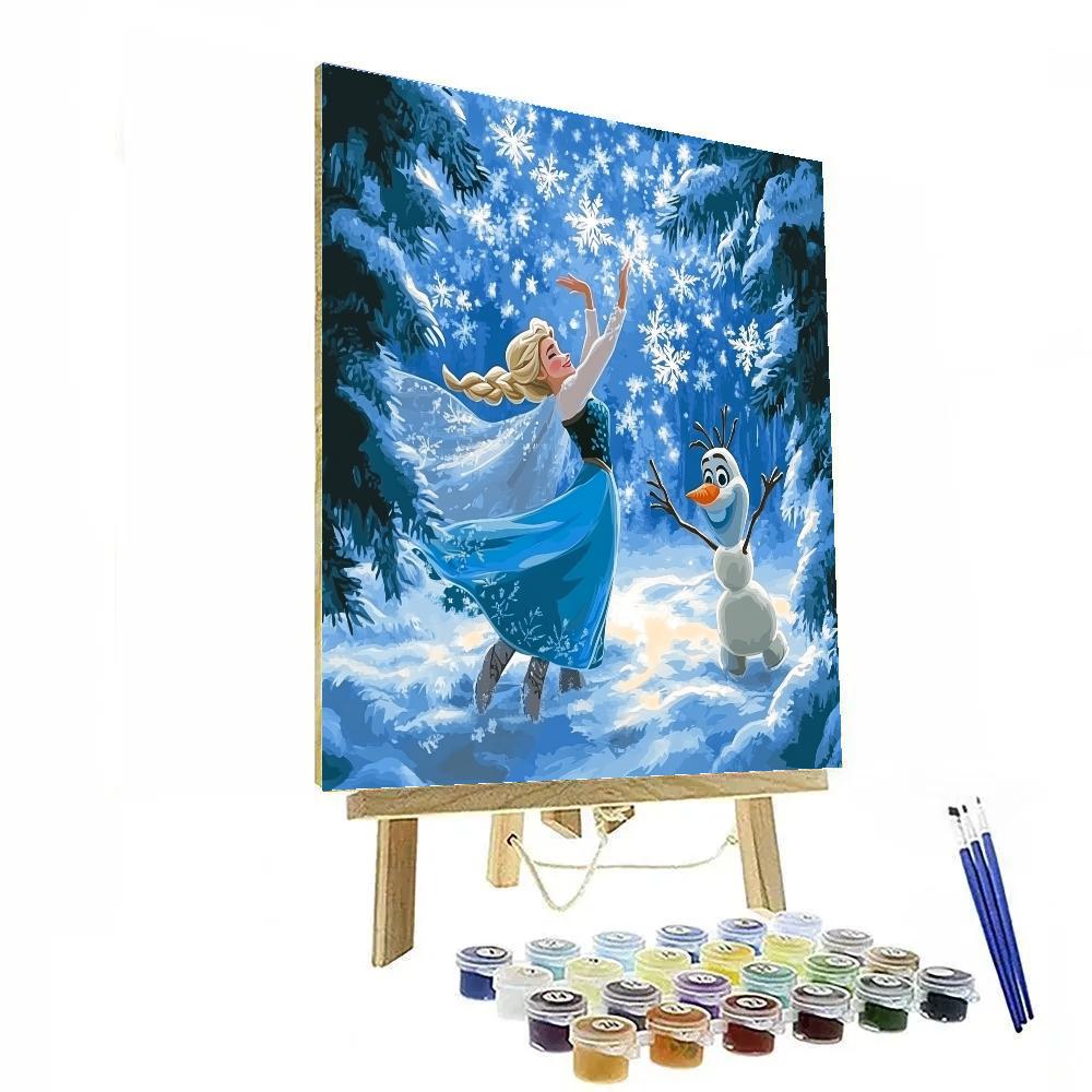 Elsa And Olaf’s Magical Snowball Dance Disney Inspired painting number kit
