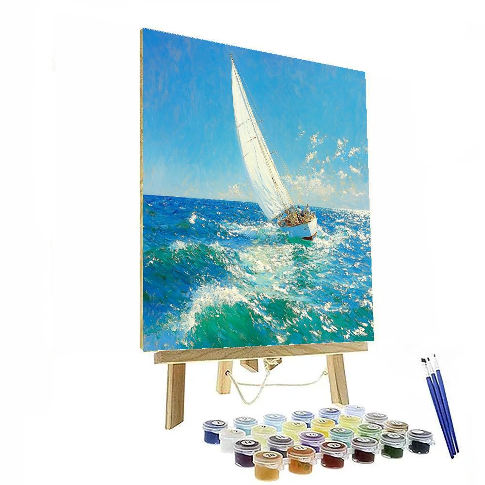 Sorolla Inspired Sunlit Sail On Alien Sea paint by number