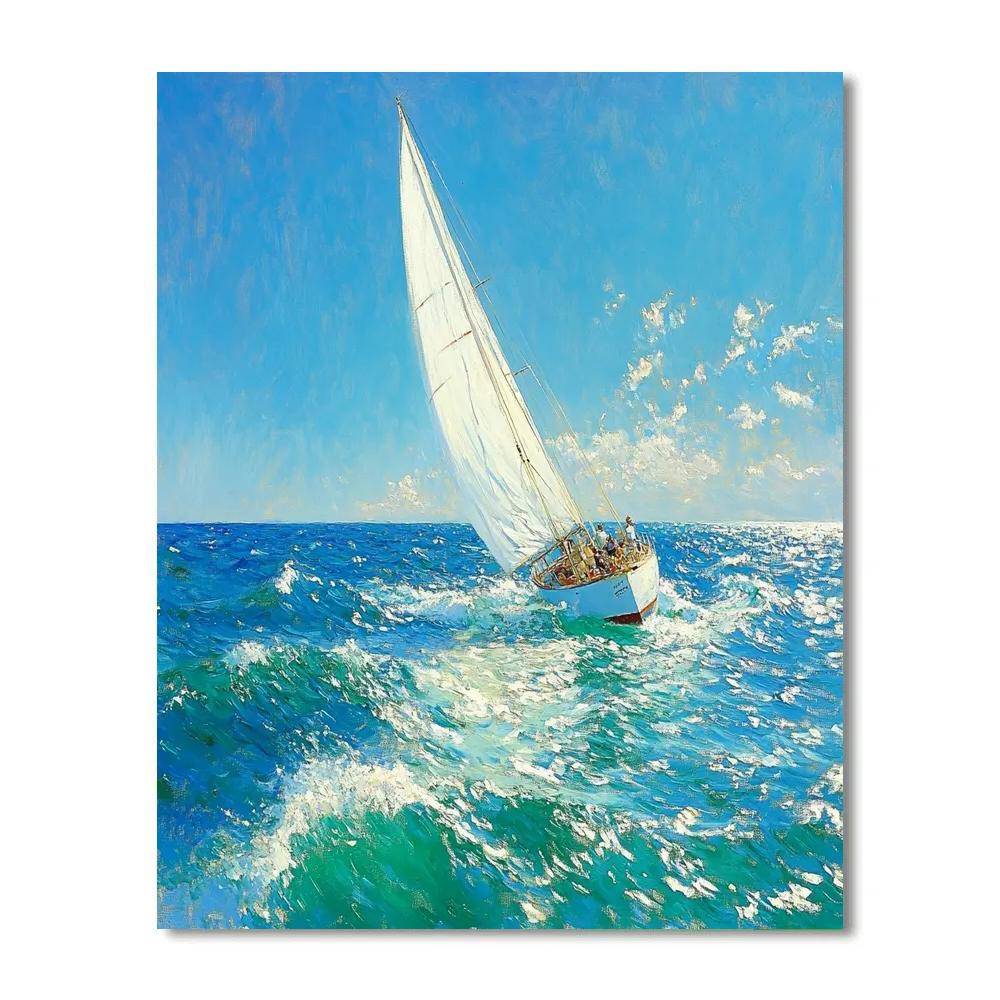 Sorolla Inspired Sunlit Sail On Alien Sea paint by number