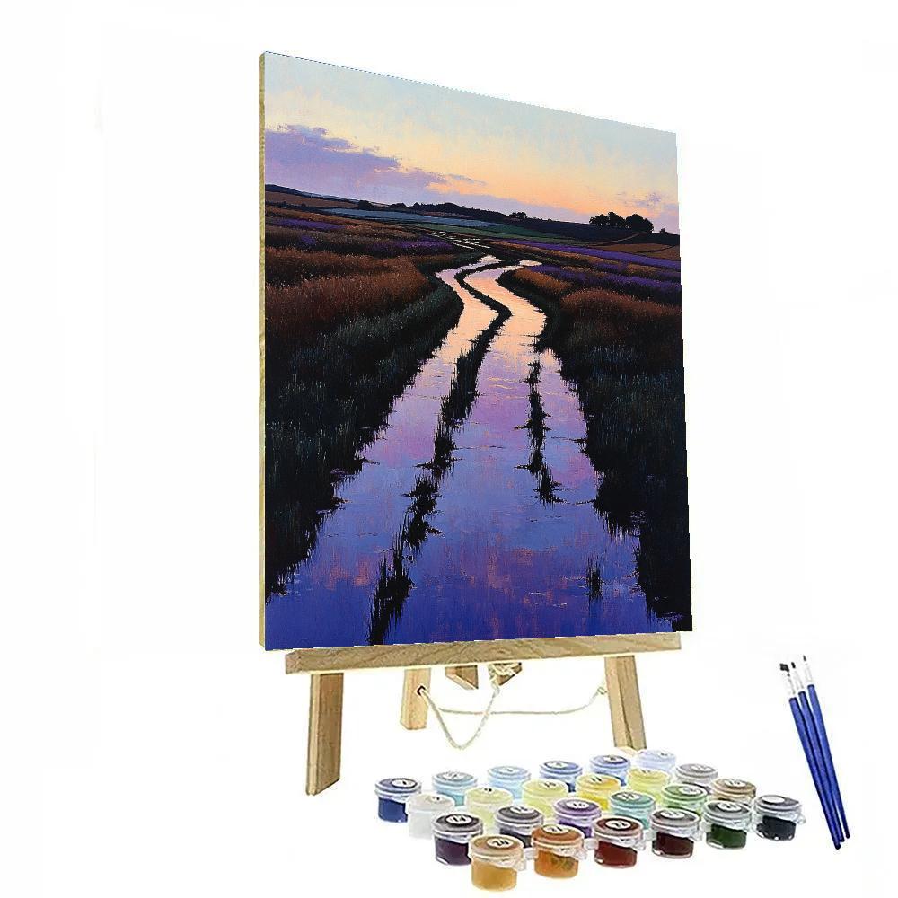 Claude Monet Inspired Violet Evening On Flooded Fields paint by numbers