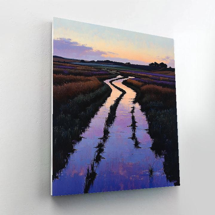 Claude Monet Inspired Violet Evening On Flooded Fields paint by numbers