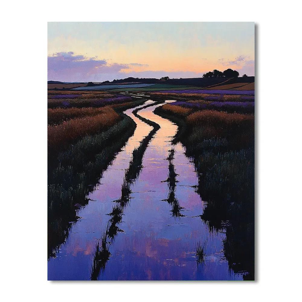 Claude Monet Inspired Violet Evening On Flooded Fields paint by numbers