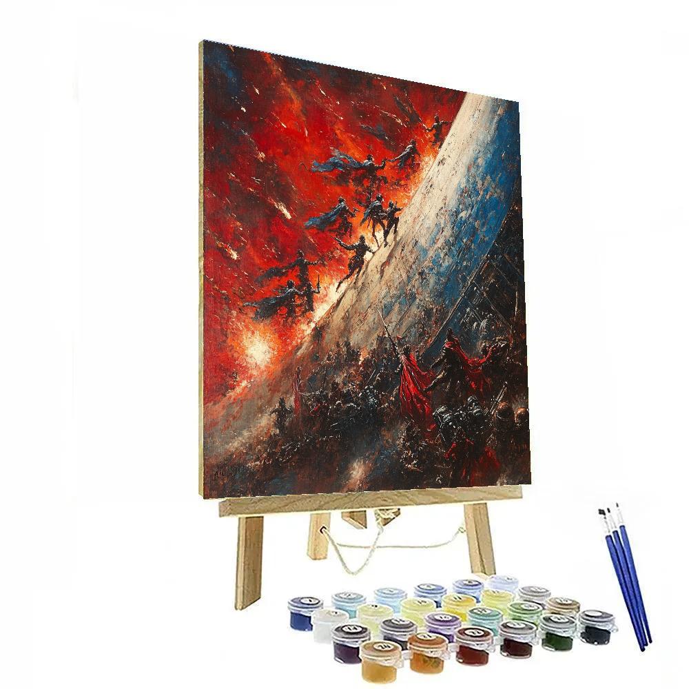 Delacroix Inspired Storming The Space Fortress Number painting