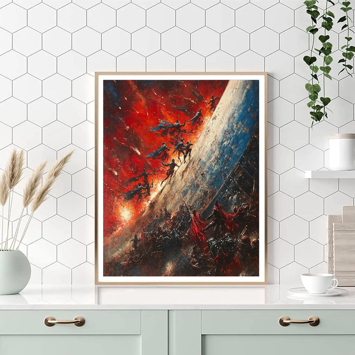 Delacroix Inspired Storming The Space Fortress Number painting