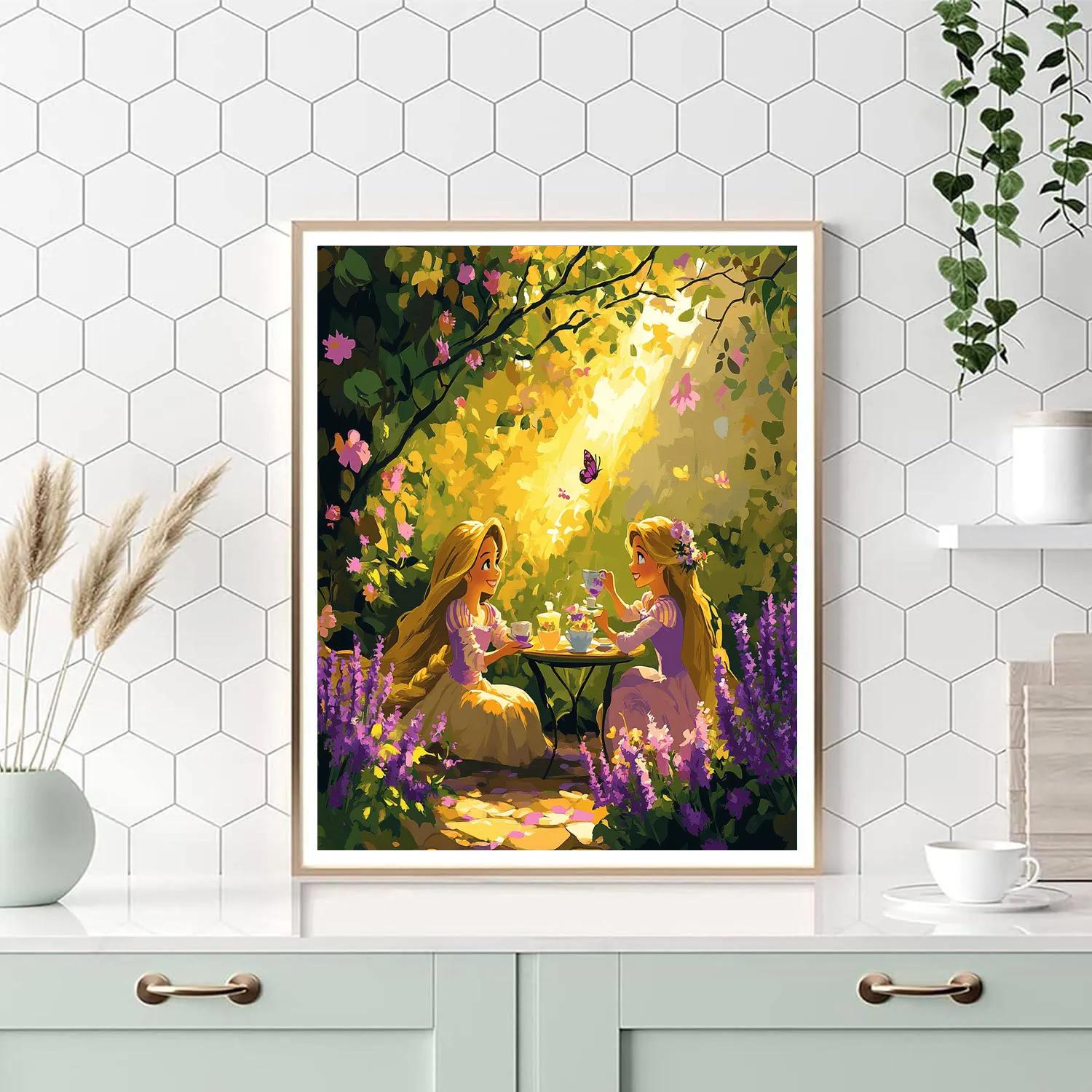 Rapunzel And Pascal’s Garden Tea Party Disney Inspired DIY paint by numbers