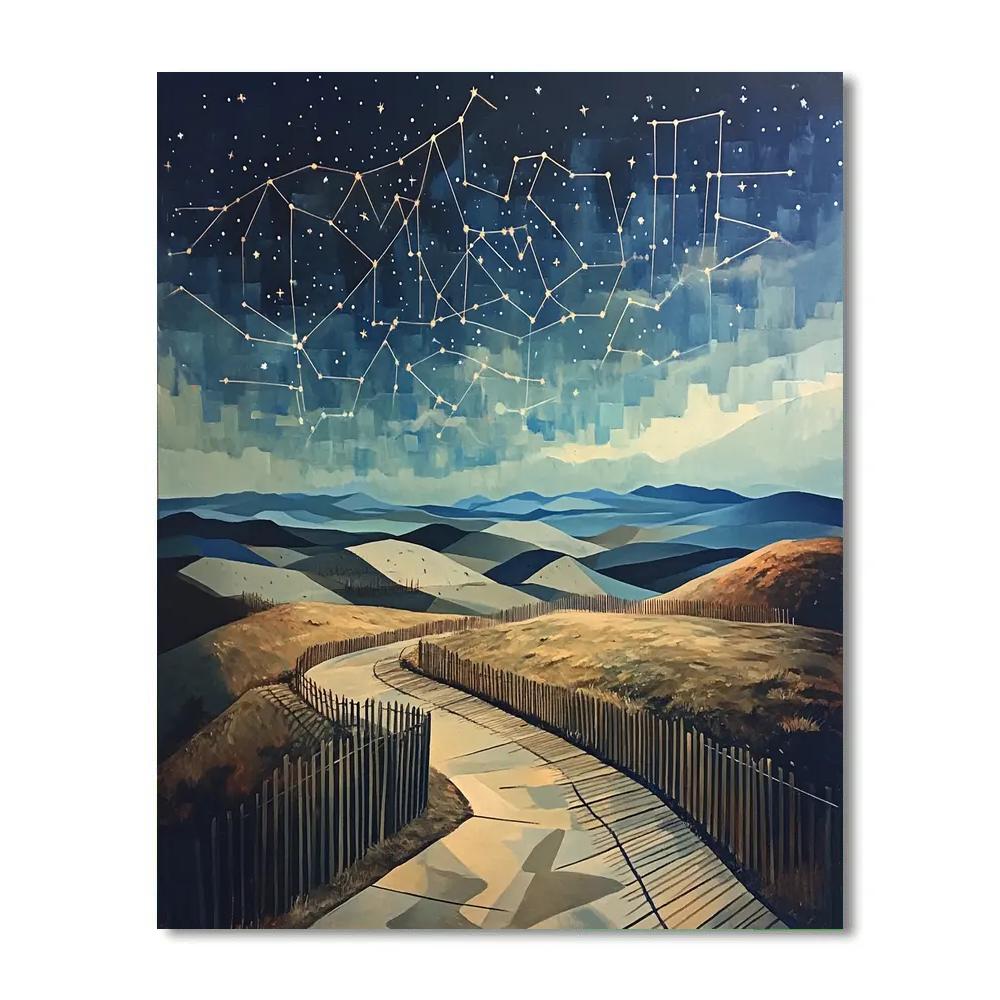Paul Nash Inspired Warped Constellation Landscape DIY paint by numbers