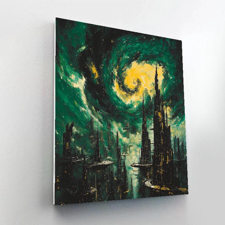 Oskar Kokoschka Inspired Tempest Over Space City paint by number