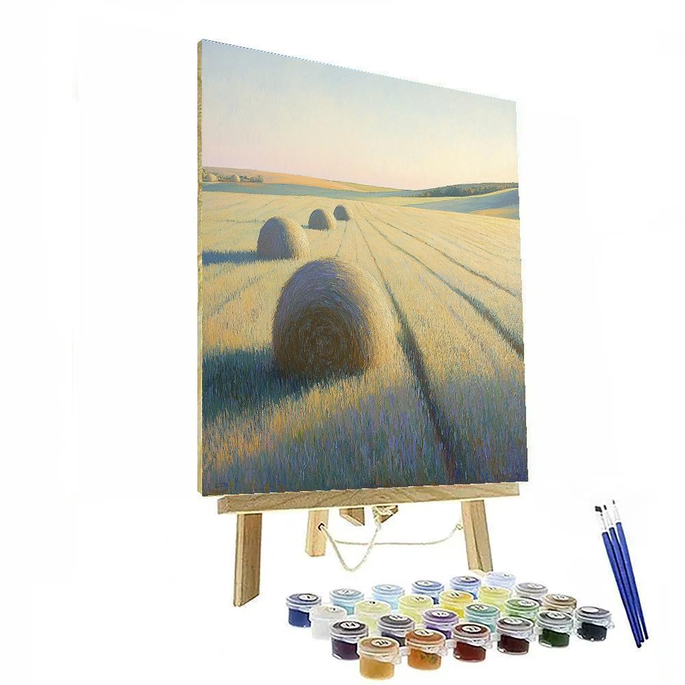 Claude Monet Inspired Morning Shadows On Hayfield paint by color