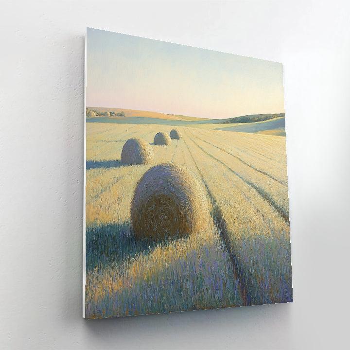 Claude Monet Inspired Morning Shadows On Hayfield paint by color