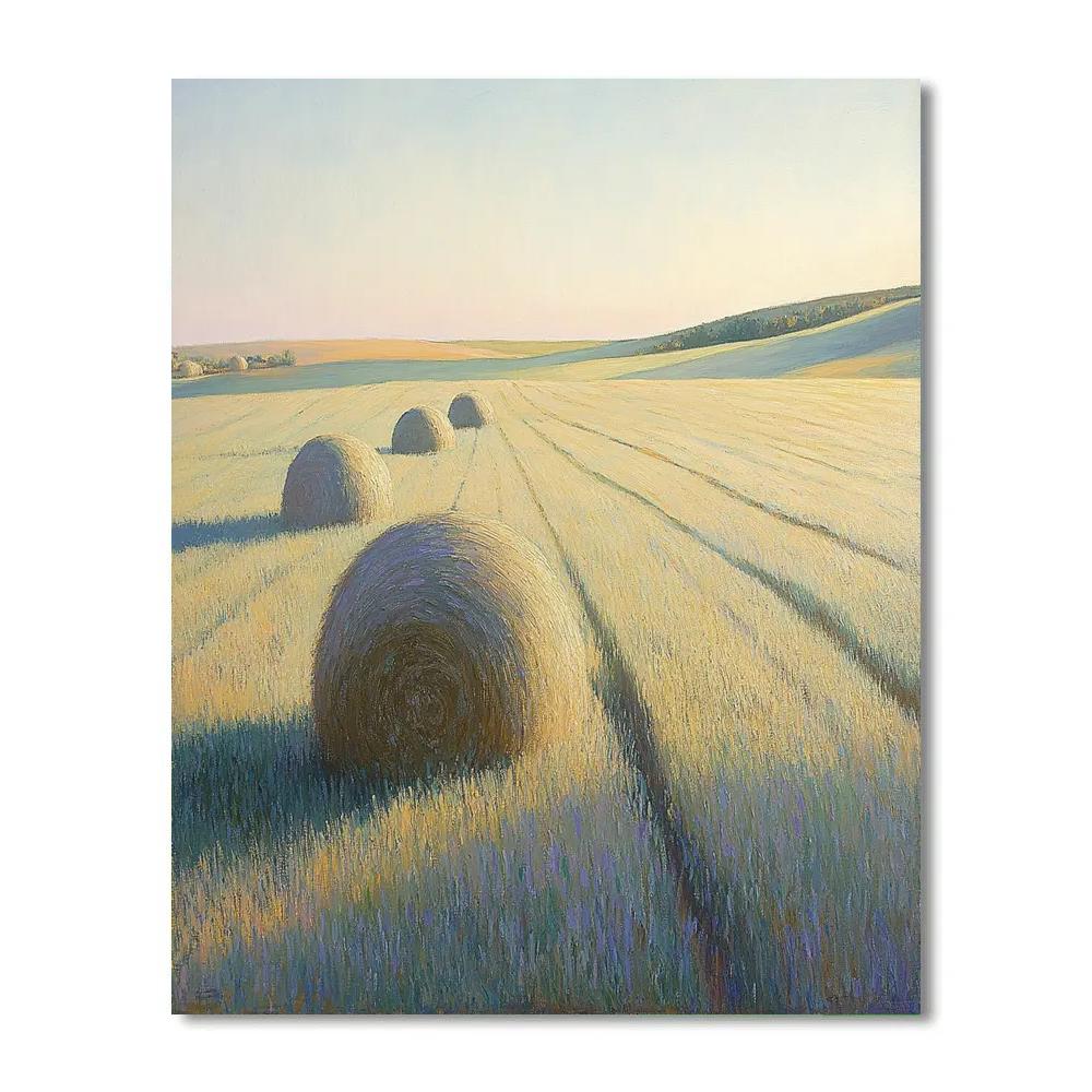 Claude Monet Inspired Morning Shadows On Hayfield paint by color
