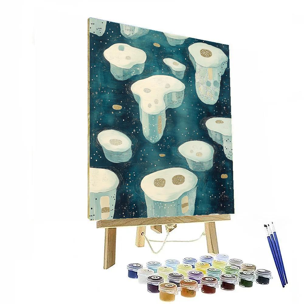 Gustav Klimt Inspired Celestial Golden Ice Floes painting number kit