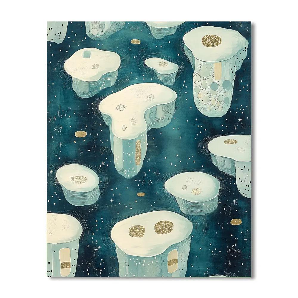 Gustav Klimt Inspired Celestial Golden Ice Floes painting number kit