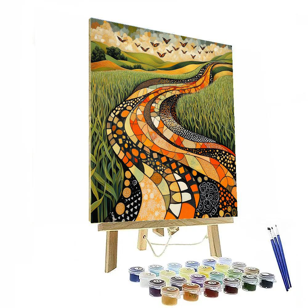 Frida Kahlo Inspired Monarch River Above Maize paint by numbers