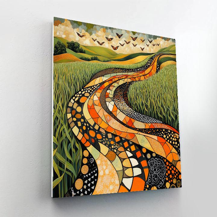 Frida Kahlo Inspired Monarch River Above Maize paint by numbers