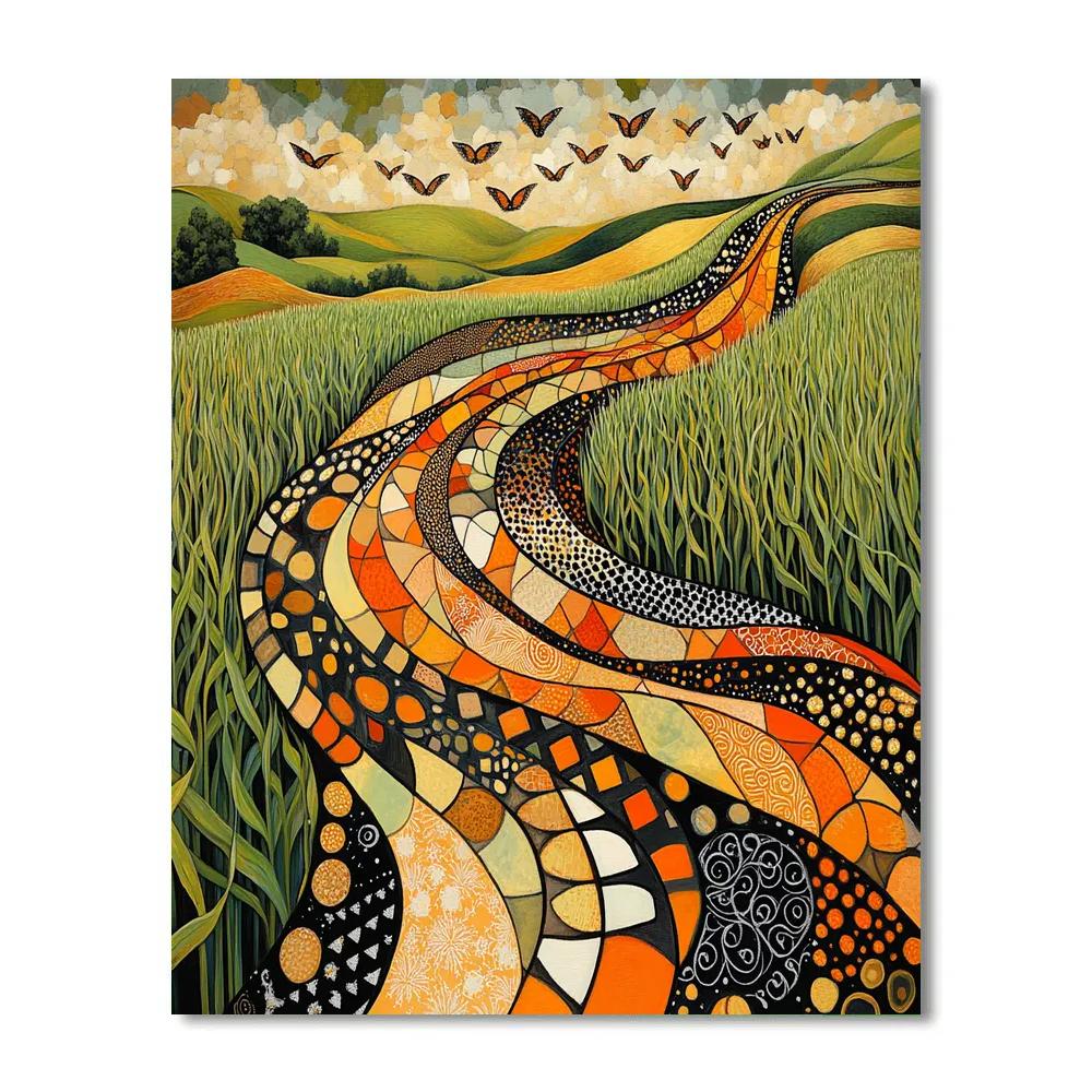 Frida Kahlo Inspired Monarch River Above Maize paint by numbers