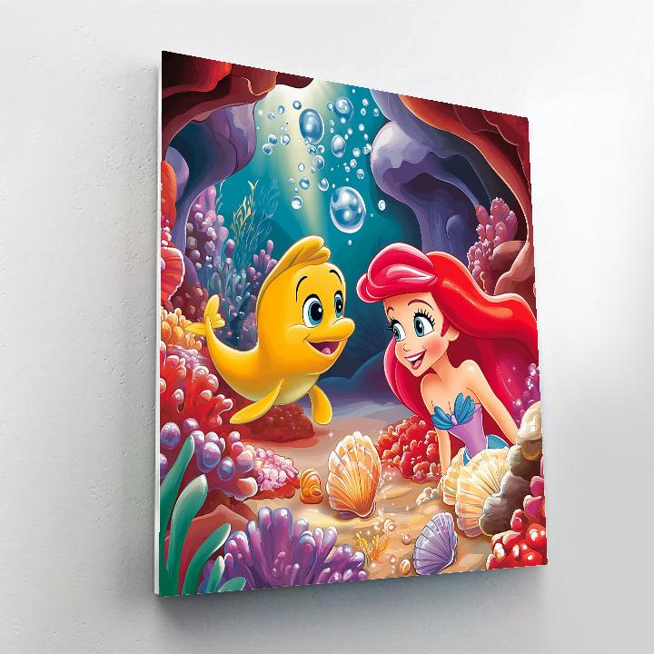 Ariel And Flounder’s Underwater Treasure Hunt Disney Inspired Paint by numbers art