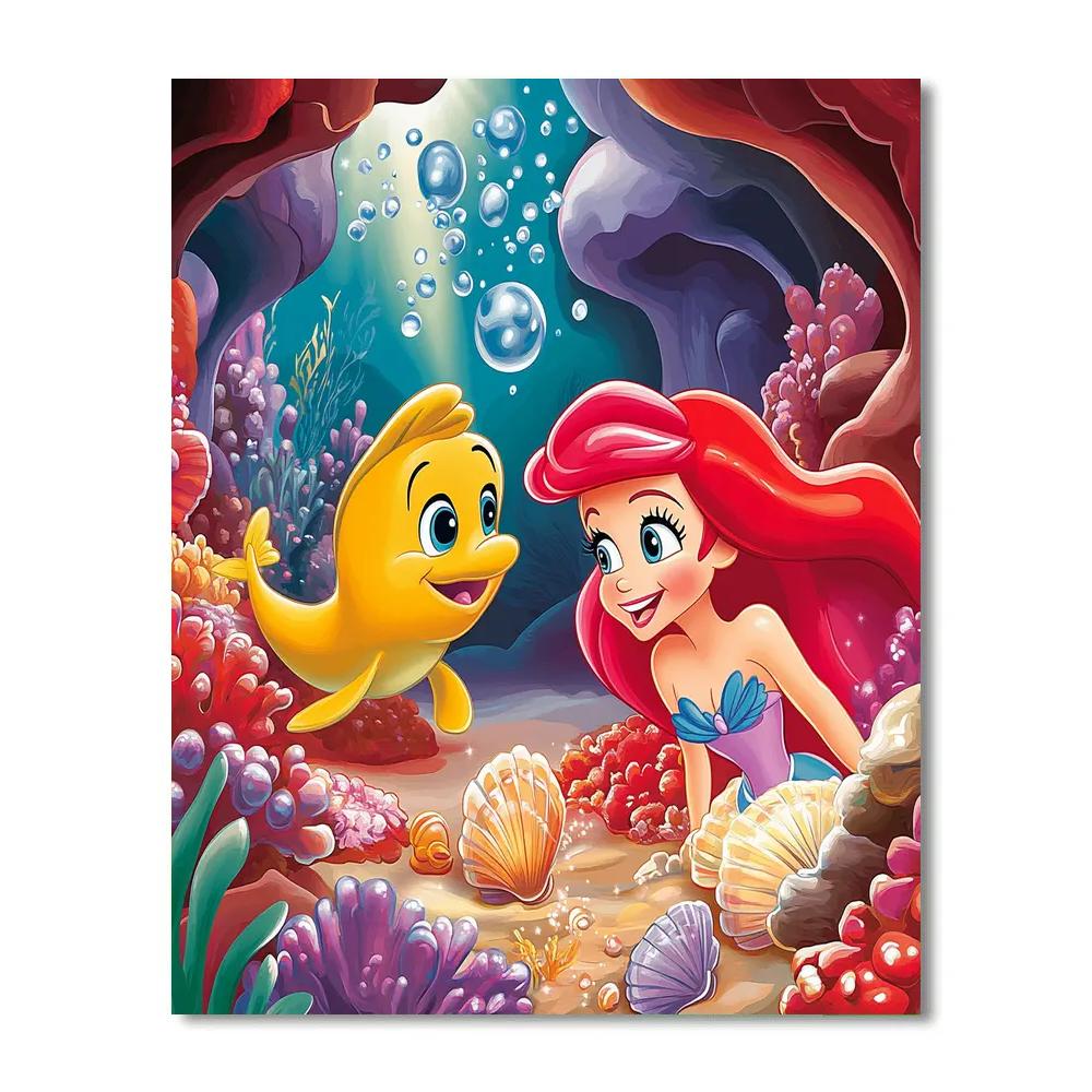 Ariel And Flounder’s Underwater Treasure Hunt Disney Inspired Paint by numbers art