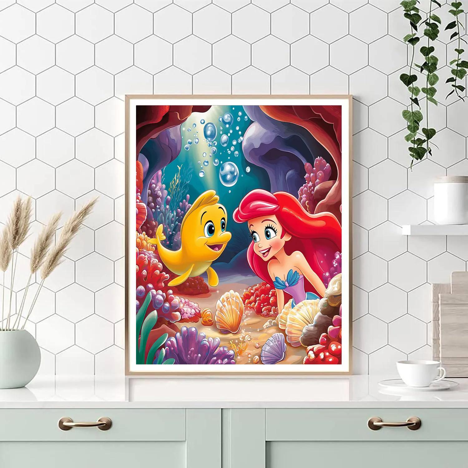 Ariel And Flounder’s Underwater Treasure Hunt Disney Inspired Paint by numbers art