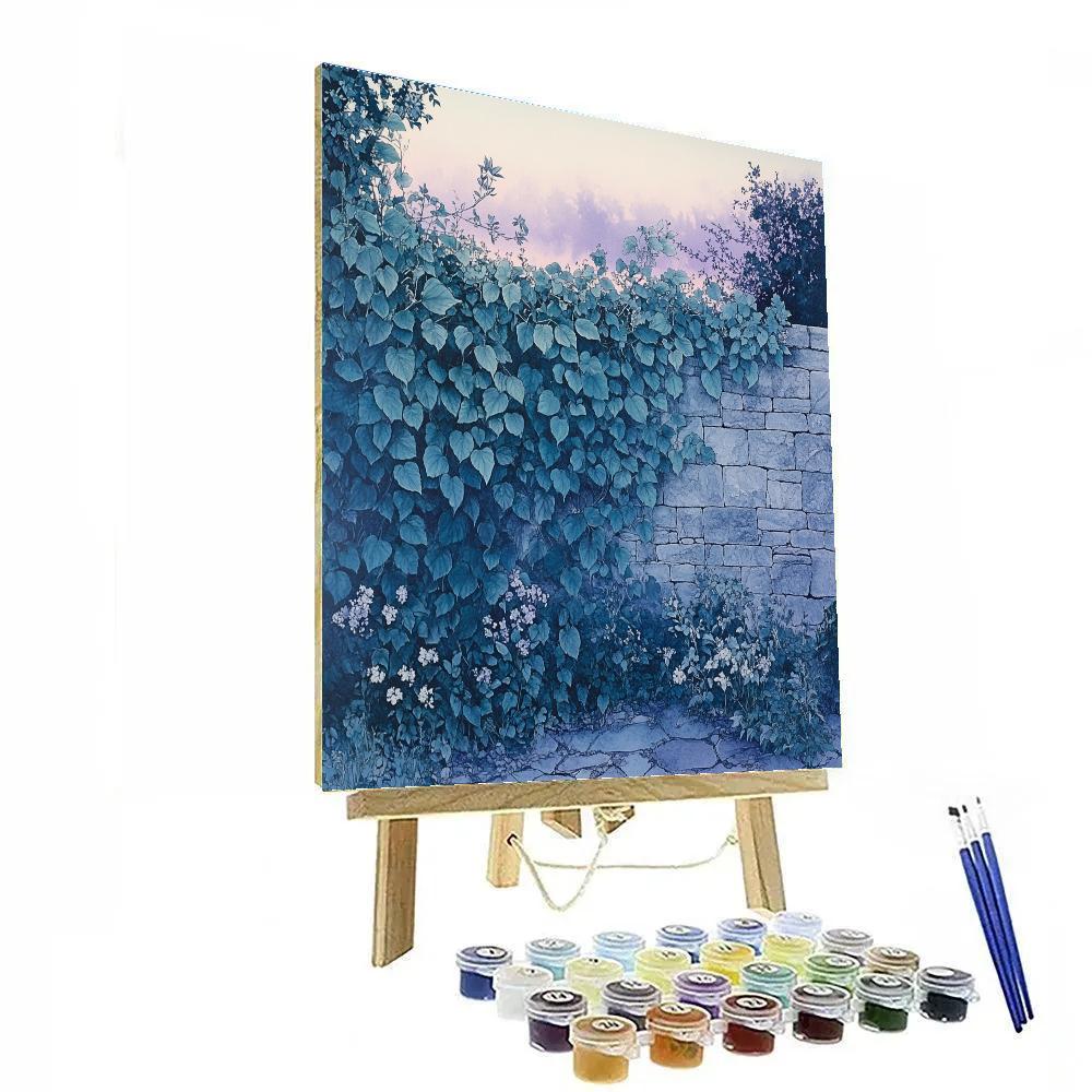 Claude Monet Inspired Lilac Twilight Over Garden Wall DIY paint by numbers