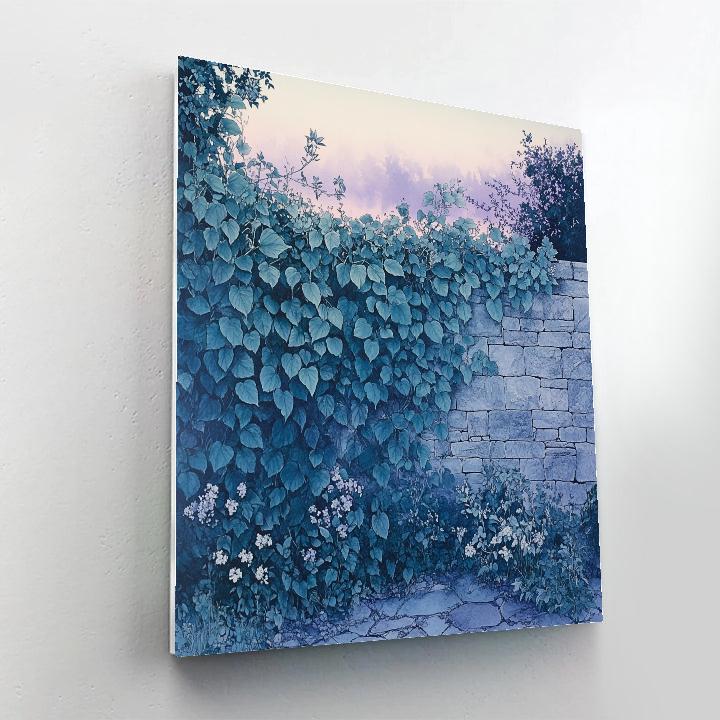 Claude Monet Inspired Lilac Twilight Over Garden Wall DIY paint by numbers