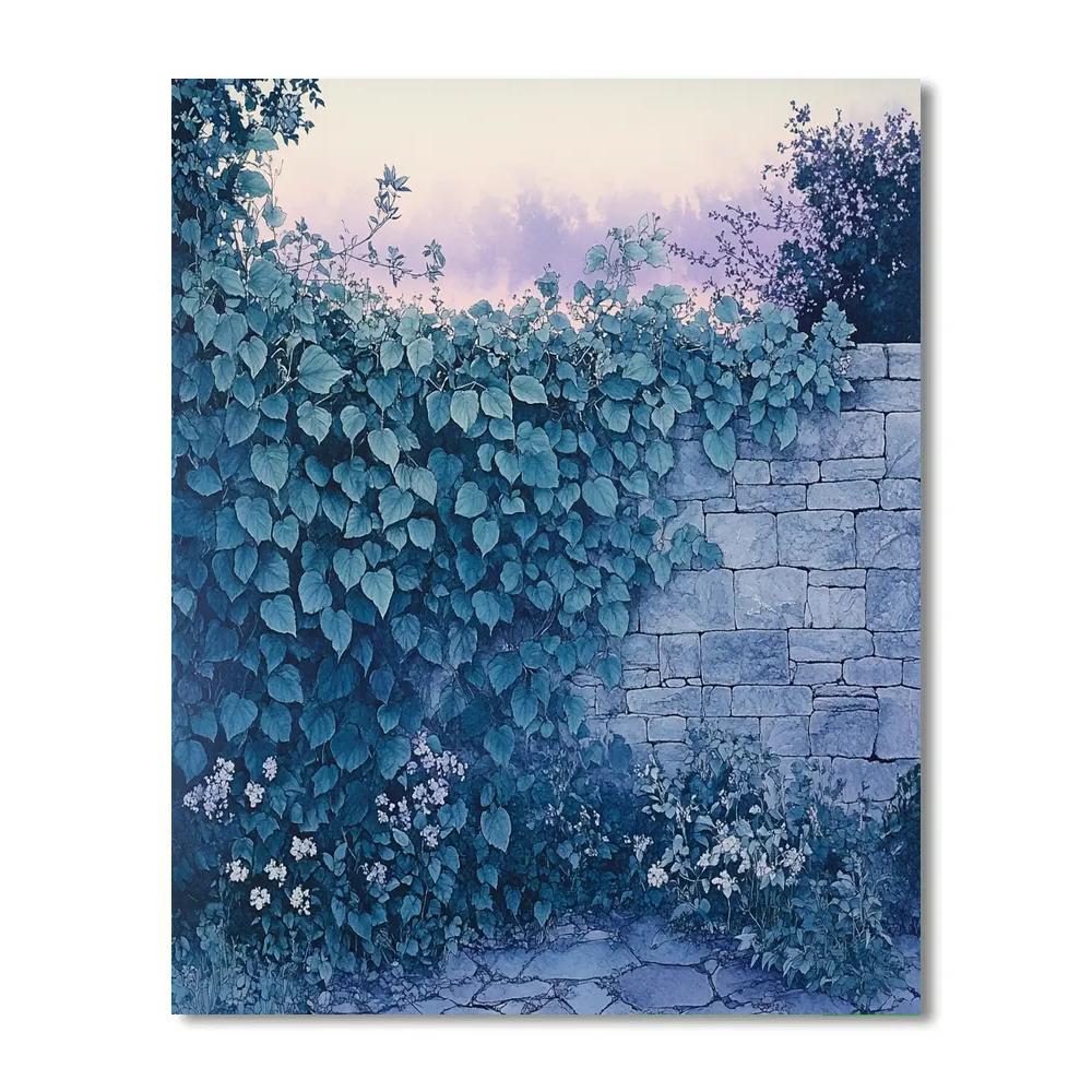 Claude Monet Inspired Lilac Twilight Over Garden Wall DIY paint by numbers