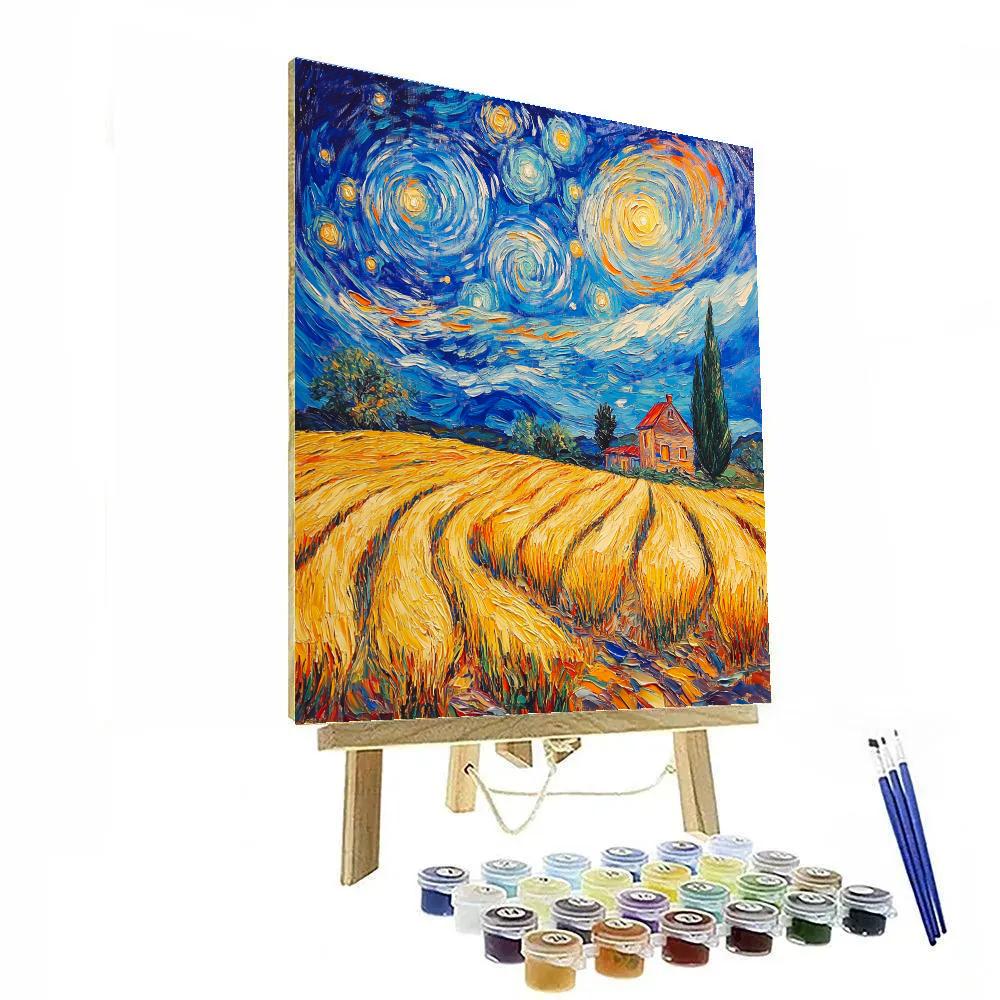 Van Gogh Inspired Meteor Lit Wheatfield DIY paint by numbers