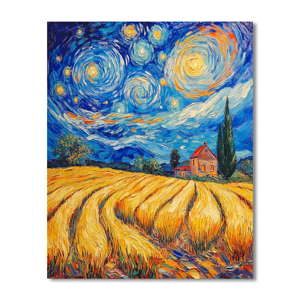 Van Gogh Inspired Meteor Lit Wheatfield DIY paint by numbers