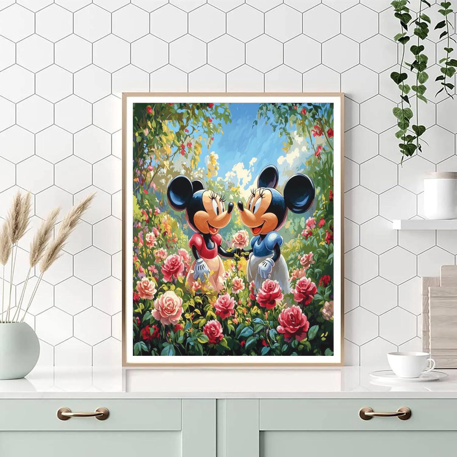 Mickey And Minnie’s Garden Romance Disney Inspired Number painting