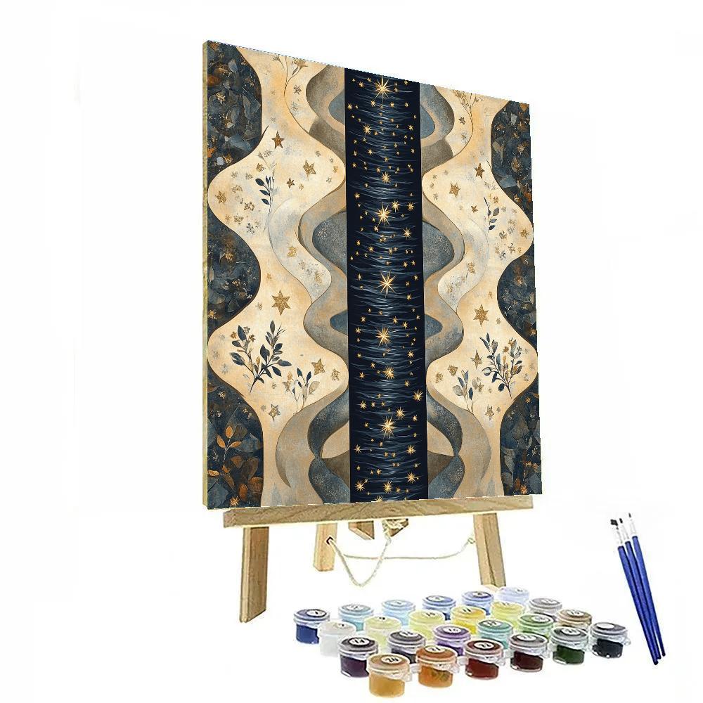 Gustav Klimt Inspired Golden Night River Constellations paint by number