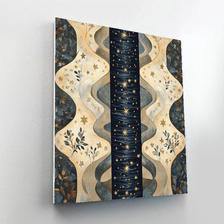 Gustav Klimt Inspired Golden Night River Constellations paint by number