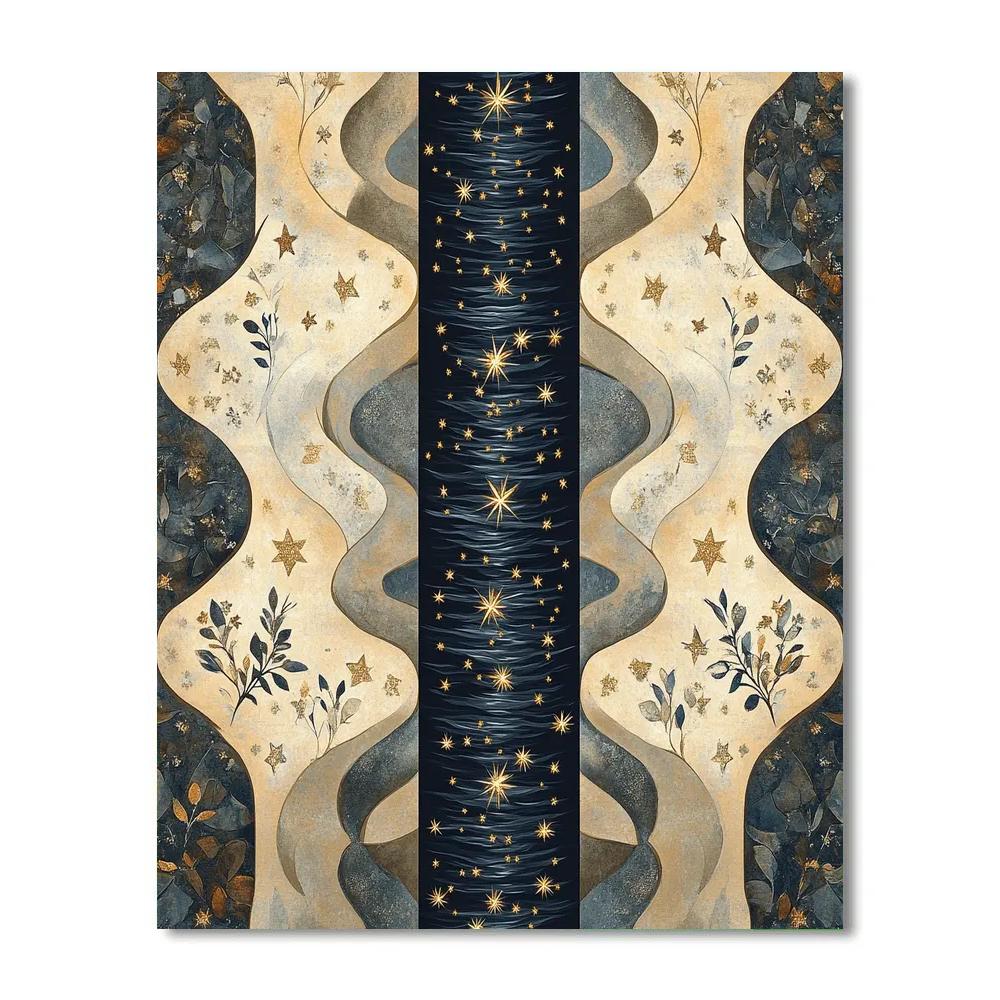Gustav Klimt Inspired Golden Night River Constellations paint by number