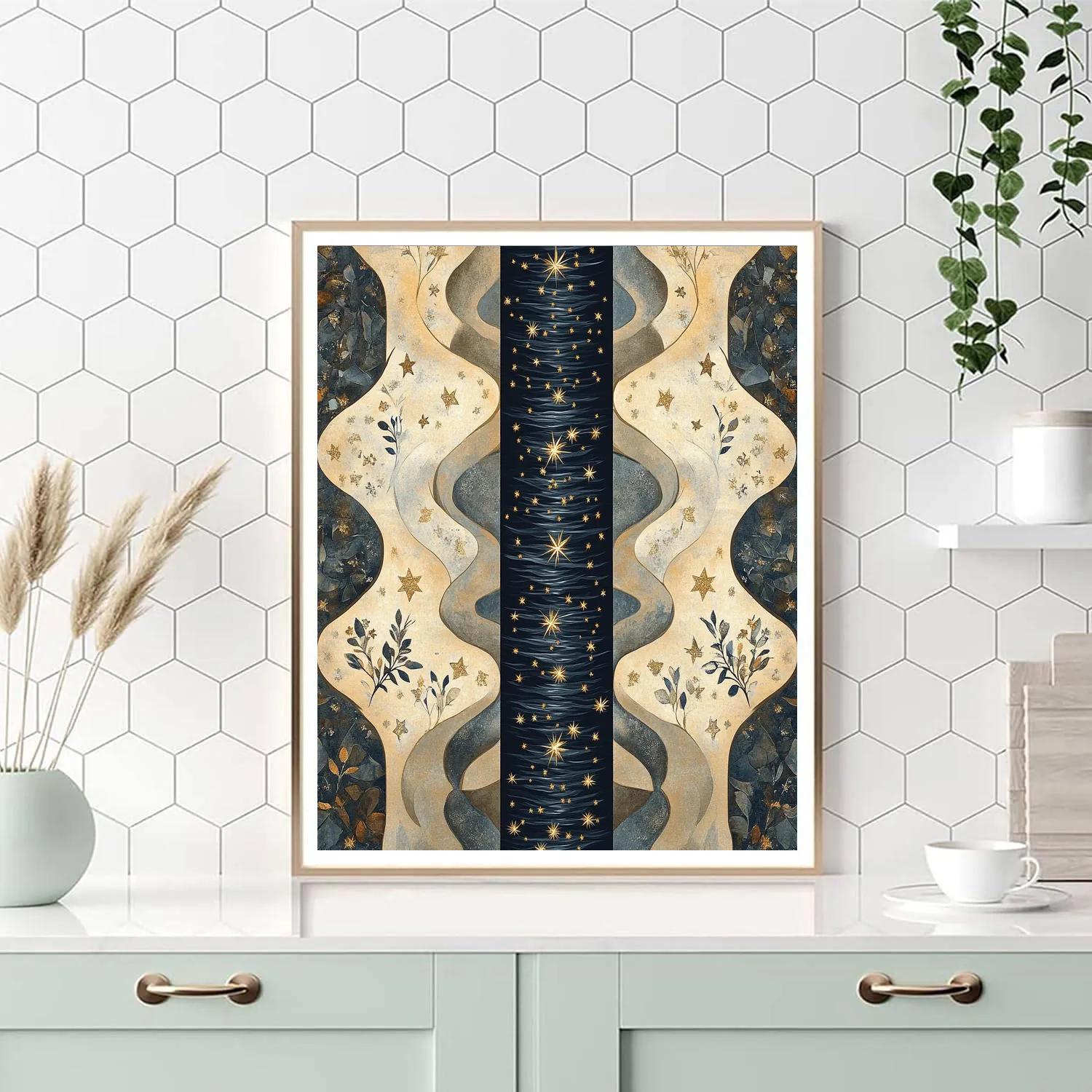 Gustav Klimt Inspired Golden Night River Constellations paint by number