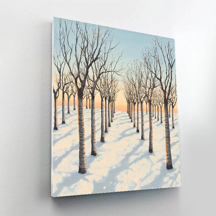 Claude Monet Inspired Winter Orchard Under Soft Sky DIY paint by numbers