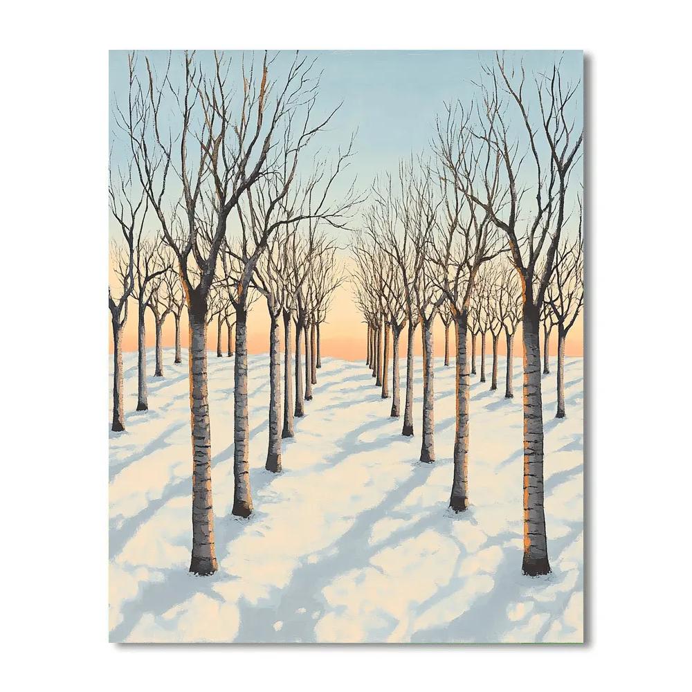Claude Monet Inspired Winter Orchard Under Soft Sky DIY paint by numbers