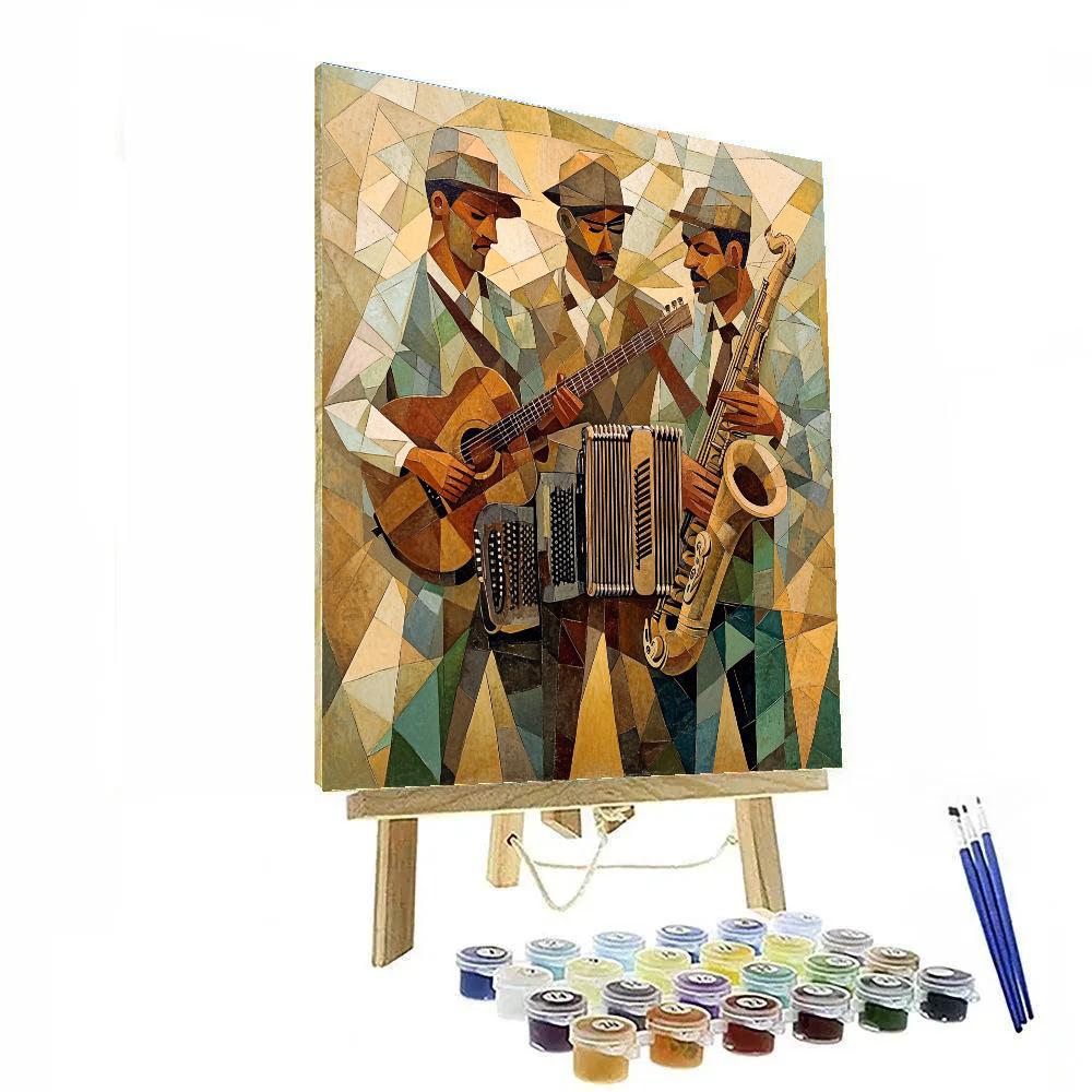 Picasso Inspired Cubist Street Musicians DIY paint by numbers