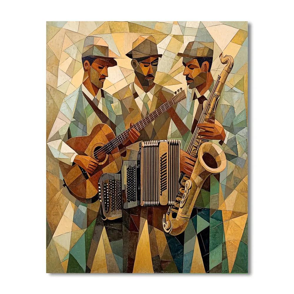 Picasso Inspired Cubist Street Musicians DIY paint by numbers