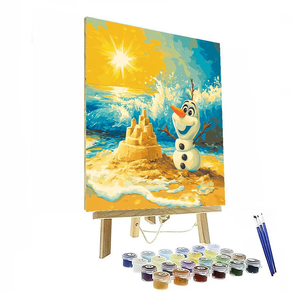 Olaf’s Summer Beach Adventure Disney Inspired Paint by numbers art