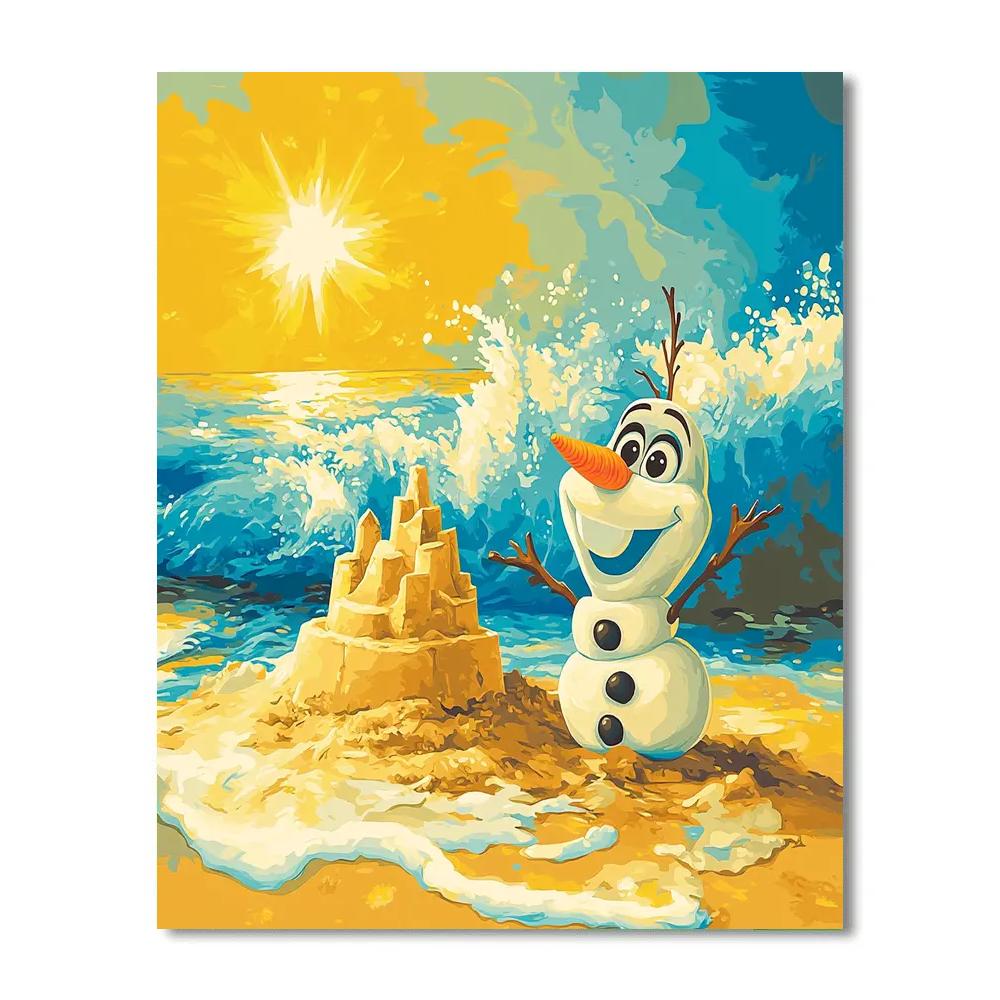 Olaf’s Summer Beach Adventure Disney Inspired Paint by numbers art