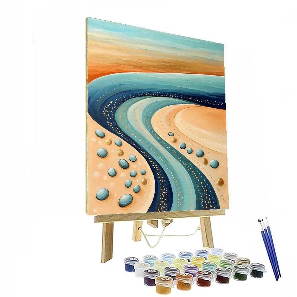 Gustav Klimt Inspired Ornamental Golden Tidal Lagoon Shore paint by number